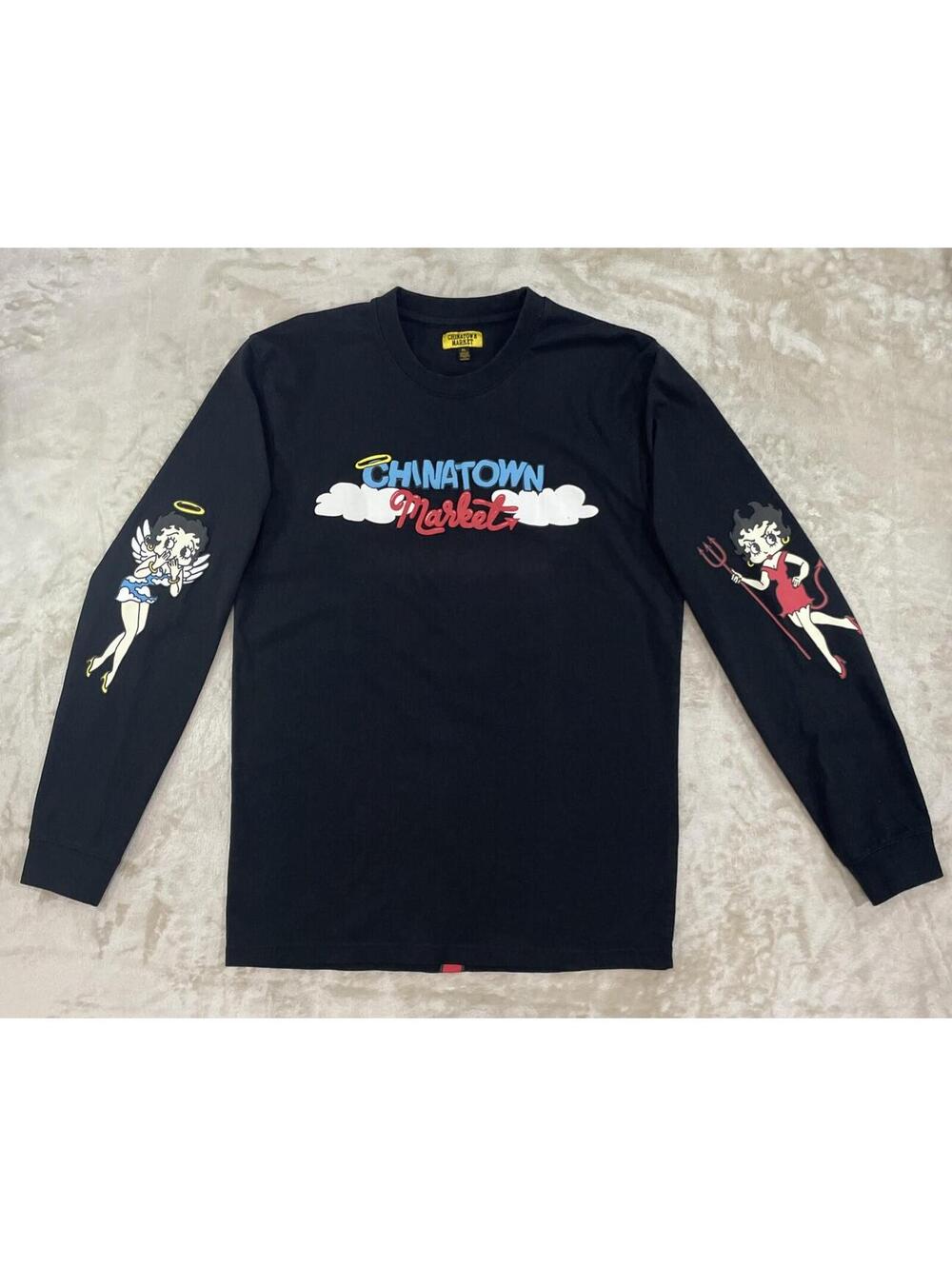 Chinatown Market x Betty Boop Angel Devil Long-Sleeve Black T Shirt Mens XL EUC